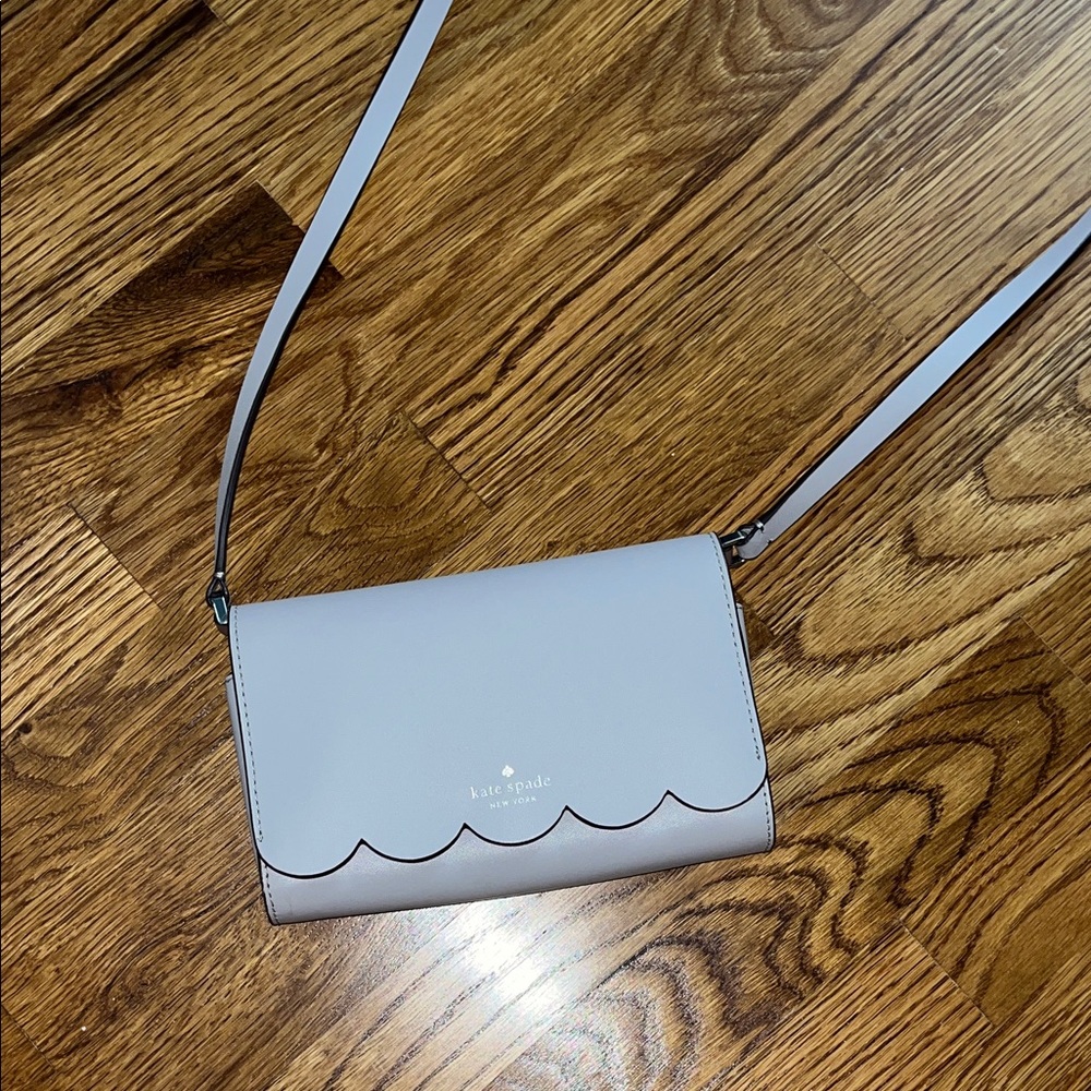 Kate Spade Light Gray Scalloped Crossbody Bag